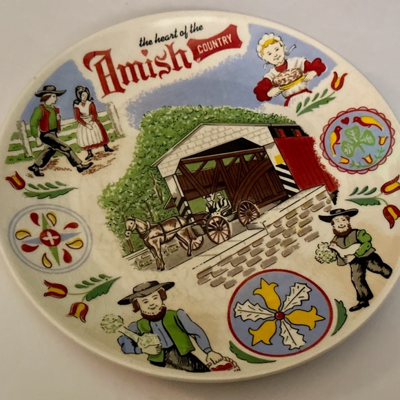 Vintage Amish Folk Art Plate, Collectible & Rustic Home Decor, Good Condition - Picture 12 of 14
